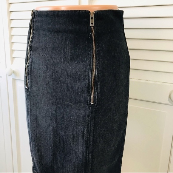 CURRENT/ELLIOTT Black Denim Zipper Pencil Skirt Size 2 - Picture 2 of 9